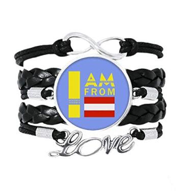 Imagem de OFFbb-USA Pulseira de presente I Am from Austria Art Deco Fashion Pulseira Love Acessório de couro torcido para presente de tricô