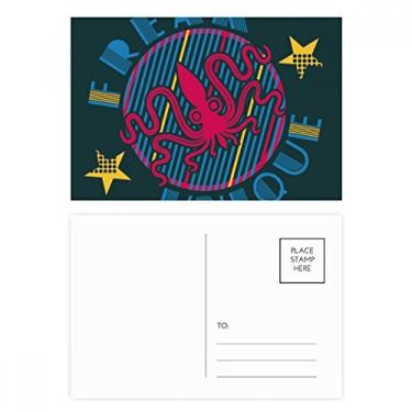 Imagem de Cartão postal colorido com estampa de vida marinha polvo conjunto de cartões postais de aniversário para enviar cartões de agradecimento