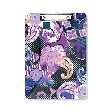 Imagem de Linha roxa de flor folha ponto padrão abstrato prancheta pasta bloco de escrita placa de suporte A4