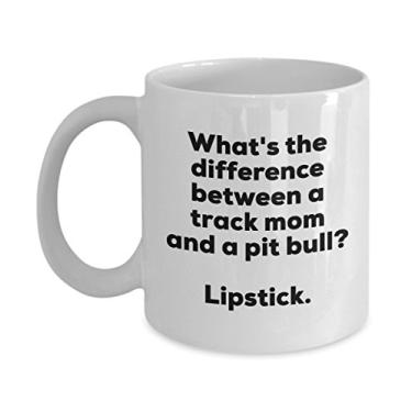 Imagem de Presente para Track Mom – Caneca Difference Between a Track Mom and a Pit Bull – Batom – e aniversário
