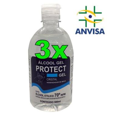 Imagem de Kit C/3 Álcool Em Gel 70% Higienizador C/ Carbopol- 500ml - Protect