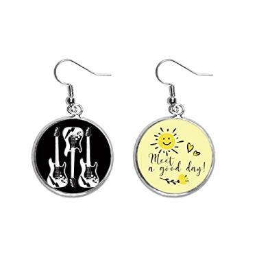 Imagem de Brinco de flor de sol com música de instrumento clássico e baixo, joia, moda