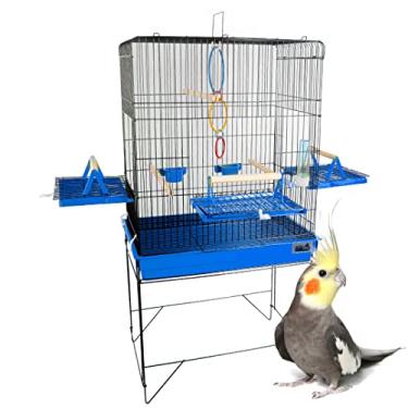 Imagem de JEL PLAST VIVEIRO CONFORT TRIPLEX BLACK AZUL - Calopsita - Desmontável - Viveiro para Aves - 55cm x 38cm x 101cm - Preto com Azul