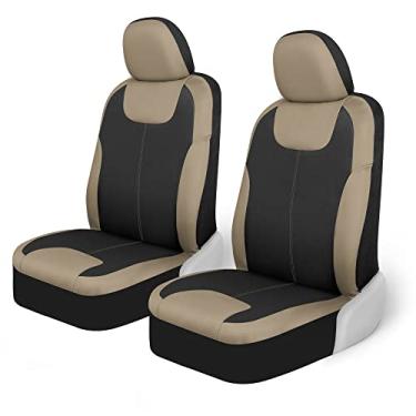 Imagem de Motor Trend Capas de assento impermeáveis bege para assentos dianteiros – Protetores de assento de carro de neoprene premium com encosto de cabeça removível para caminhonete e SUV