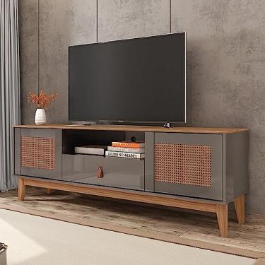 Imagem de Rack 2 Portas 1 Gaveta 160cm Esmeralda Versátile Casa D Cinza Perola/Noce