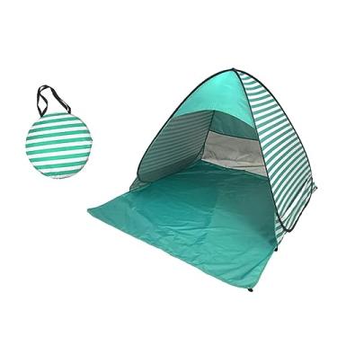 Imagem de Tenda pop-up Tenda de praia Tenda de proteção solar Tenda instantânea, Tenda de praia automática à prova de vento Barraca de acampamento rápida Cabana, Listras Verdes L