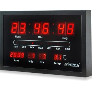 Imagem de Relógio De Parede Digital 6289-34 Preto - Herweg Bivolt