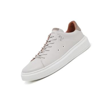 Imagem de Tenis Masculino, de Couro, forrado em couro, palmilha Gel 27001 (42, Gelo-Caramelo)