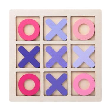 Imagem de harayaa Tic tac toe jogo de tabuleiro xo brinquedo de mesa família jogo de tabuleiro interativo feito à mão nada e cruzes para crianças adultos famílias, Rosa