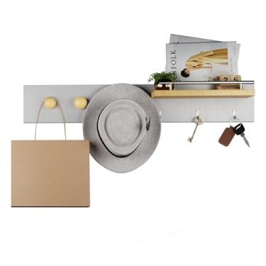 Imagem de ArtMovelar - Porta-Chaves de Parede - Gancho de Parede, Organizadores de Parede com 2 Pinos, Decoração de Quarto Aesthetic, Organização e Decoração de Apartamento e Casa - Branco, 45x8