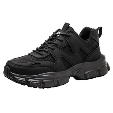 Imagem de SDEQA Sapatos de segurança femininos leves e respiráveis com biqueira de aço para trabalho, sapatos industriais e de construção, Preto, 7.5