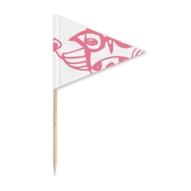Imagem de Cartoon Glasses Bird Protect Animal Pet Lover Toothpick Triangle Cupcake Toppers Flag