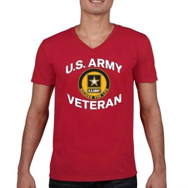 Imagem de Camiseta US Army Veteran Soldier for Life gola V Military Pride DD 214 Patriotic Armed Forces Gear Licenciada, Vermelho, 3G