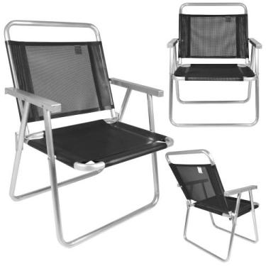 Imagem de Cadeira De Praia Dobravel Alta Em Aluminio Oversize Preta  Mor