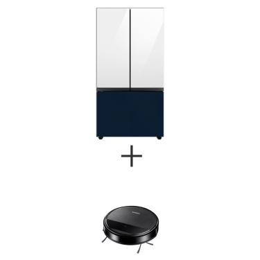 Imagem de Refrigerador Bespoke French Door 3P 550L Clean White e Clean Navy 110V + Aspirador Robô Inteligente 2 em 1 Samsung