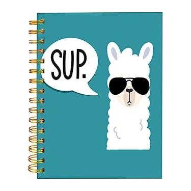 Imagem de iampanda Caderno espiral de jornal, encadernação de fio duplo forte com papel premium para meninas mulheres, 60 folhas engraçadas A5 Caderno/Diário pautado pela faculdade, perfeito para presentes escolares em casa, lindo Sup Llama