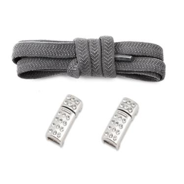 Imagem de Diamond Lock Shoelaces Without Ties Buckle Elastic Laces Sneakers Flats No Tie Shoe Laces Shoes Accessories (Color : Dark Gray)