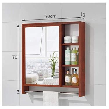 Imagem de Armário de banheiro espelhado de porta dupla montado na parede, armário espelhado - unidade de armazenamento de espelho de banheiro, armário de banheiro de parede com 1 porta e 3 compartimentos ()