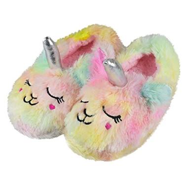 Imagem de Tirzrro Pantufas quentes de unicórnio para meninas/crianças com lã felpuda, Colorido., 10-11 Little Kid