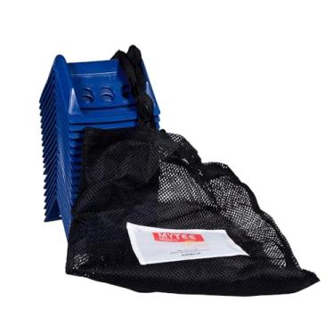 Imagem de Mytee Products 20 protetores de borda plana azuis de 10 cm x 15 cm com estojo de transporte - protetores de canto com alças de catraca de guincho de 10 cm para carga de mesa