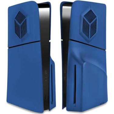 Imagem de Adequado para case de versão de disco PS5 Slim, painel com aberturas de resfriamento, capa protetora anti-riscos e à prova de poeira, painéis laterais de reposição ABS (ABS-azul)