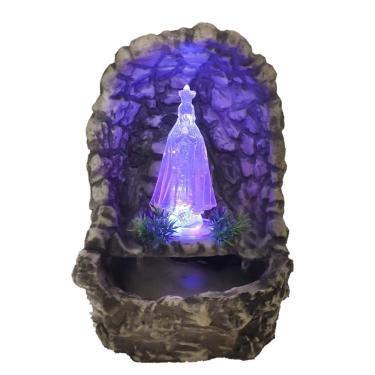 Imagem de Fonte de água decorativa imagem Aparecida gruta com luz colorida