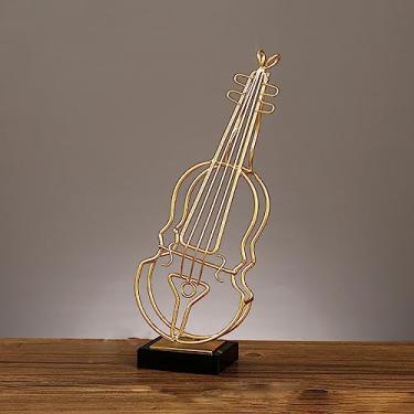Imagem de Estatueta de decoração abstrata moderna para violino, arte em ferro, ornamentos de mesa, estátua de guitarra, instrumento de moda, escultura/974