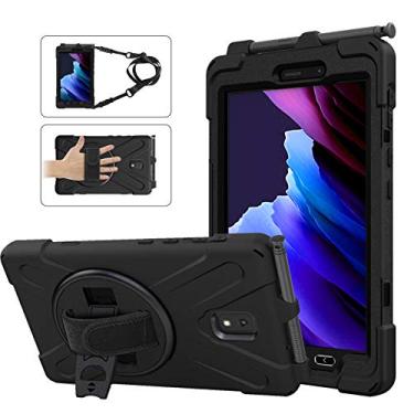 Imagem de Rantice Capa para Samsung Galaxy Tab Active3/Active5 8.0, com suporte 360, alça de mão e alça de ombro para Samsung Galaxy Tab Active5 20.3 cm 2024, Active3 20.3 cm 2020 SM-X300/X307/T570/T577 (preto)