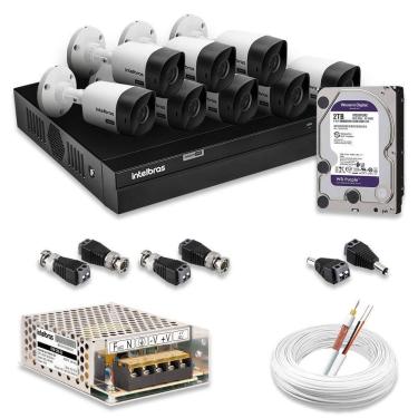 Imagem de Kit 8 Câmeras De Segurança Intelbras Full Hd 1080p Com Dvr Mhdx 1208 1080p Com Hd 2tb Purple