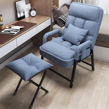 Imagem de Cadeiras confortáveis ​​para quarto, cadeira de destaque com otomano, cadeiras de leitura confortáveis ​​para adultos, adequadas para escritório, leitura e descanso, A