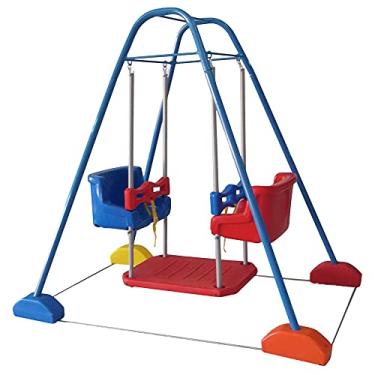 Imagem de Balanço Duplo com Estrutura Azul e 2 Cadeiras - Jundplay