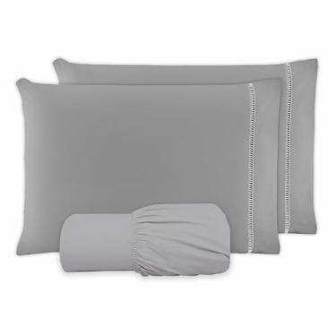 Imagem de Jogo de Lençol QUEEN 3 Peças 100% Algodão 200 Fios Lençol Com Elastico Lençol e Fronha PONTO PALITO LENÇOL QUEEN ALGODÃO (CINZA, QUEEN 3 PEÇAS)