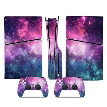 Imagem de UUShop Capa de decalque adesivo para console PS5 Slim CD Disk Edition e controles céu estrelado roxo