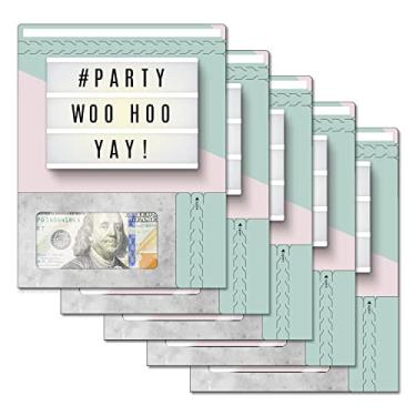 Imagem de ZipGifts Cartão de aniversário | Suporte de dinheiro aberto com zíper e janela de plástico transparente para dinheiro, cheque e vale-presente (aniversário | #Party | Pacote com 5)