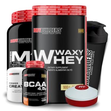 Imagem de Kit Waxy Whey Baunilha 900g + Amazing Mass Baunilha 1,5kg + BCAA 4,5g Tangerina 100g + Creatina Tangerina 100g + Coqueteleira + Porta Cáps - Bodybuilders