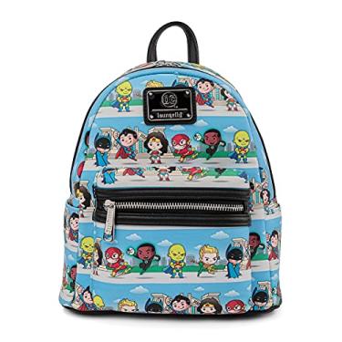 Imagem de Loungefly DC Comics Superheroes Chibi Lineup Bolsa de ombro feminina com alça dupla