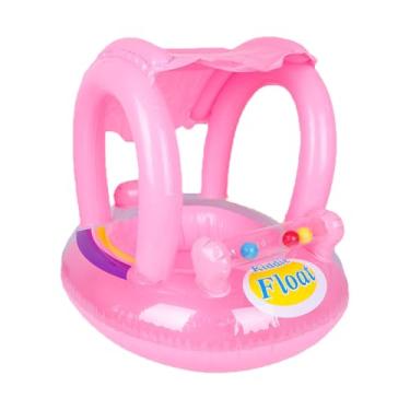 Imagem de Boia Inflável Com Cobertura E Proteção Bebê Plástico Fralda Rosa