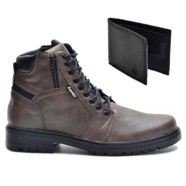 Imagem de Bota Coturno Masculino Casual Conforto Macia Zíper Carteira
