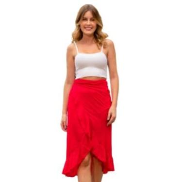 Imagem de Saia Fenda Envelope Tulipa Longa Transpassada Verão Saida de Praia Piscina VL0540-Feminino