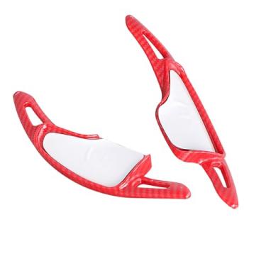 Imagem de ontto Pá de câmbio de volante de carro adequada para Chevrolet Camaro 2016-2019 ABS Plastic Paddle Shifter Extensions Trim Cover, padrão de carbono vermelho