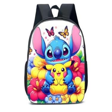 Imagem de MOCHILA ESCOLA INFANTIL JUVENIL ANIME STITCH E POKEMON-Unissex
