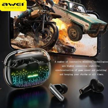 Imagem de Fone Sem Fio Awei T52 Bluetooth 5.3 Gamer  Intra-auricular, preto 