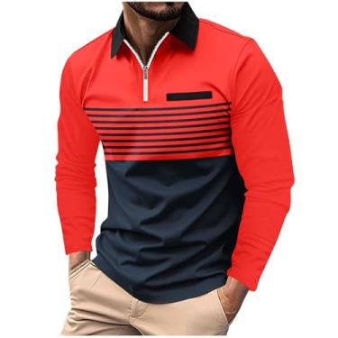 Imagem de Pulôver masculino de manga comprida gradiente atlético, moderno, confortável, casual, blusa clássica de outono para trilhas, camiseta diária, Y4 - vermelho, GG