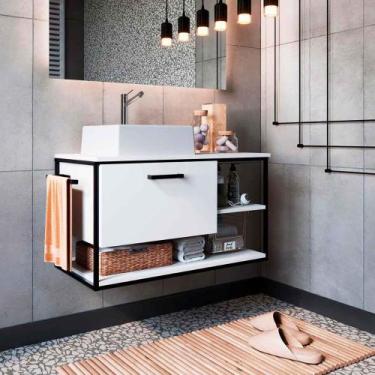 Imagem de Gabinete Para Banheiro Com Cuba Inclusa 1 Porta e Nichos - Placa e Pon