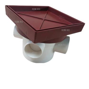 Imagem de Ralo Invisível Sifonado 15x15 Marrom Terracota Banheiro Porcelanato Co