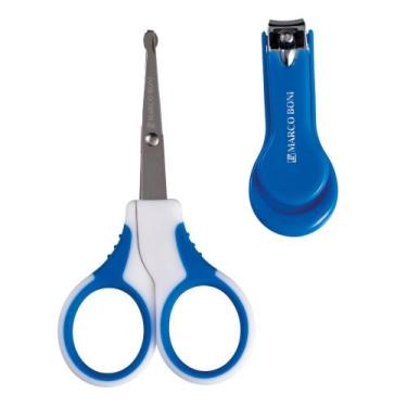 Imagem de Kit Cuidados Bebê C/ Tesoura E Cortador De Unhas Marco Boni,  Azul