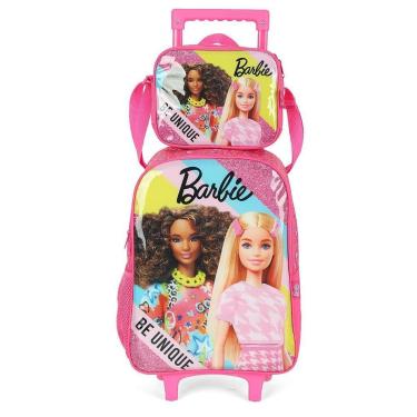 Imagem de Kit Mochila Rodinhas Lancheira Luxcel Barbie Pink-Feminino