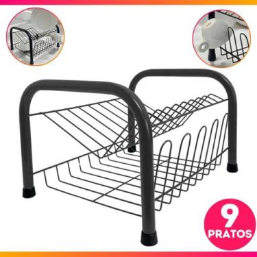 Imagem de Escorredor De Louça Cozinha 9 Pratos Copo Duplo Compacto 2 Andares Por