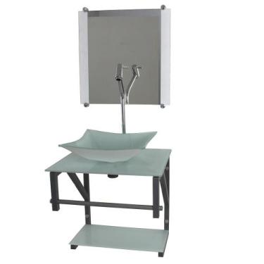 Imagem de Gabinete de vidro para banheiro 40cm ac slim full com espelho - Cubas 