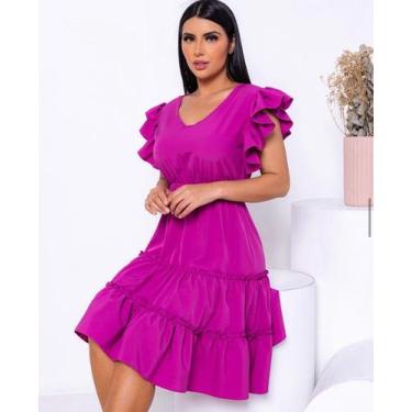 Imagem de Vestido feminino manga babado moda estilo - Filo modas, Verde, M